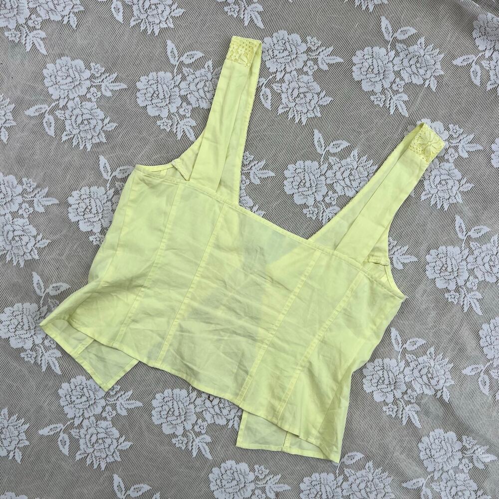 Princess Polly Butter Yellow Lace Tie Front Top – Size US 6 - Picture 3 of 3